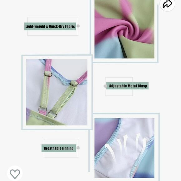 Girl's Watercolor One Piece Swimsuit Summer Swimwear Colorfull Size 15/16 - Picture 4 of 10